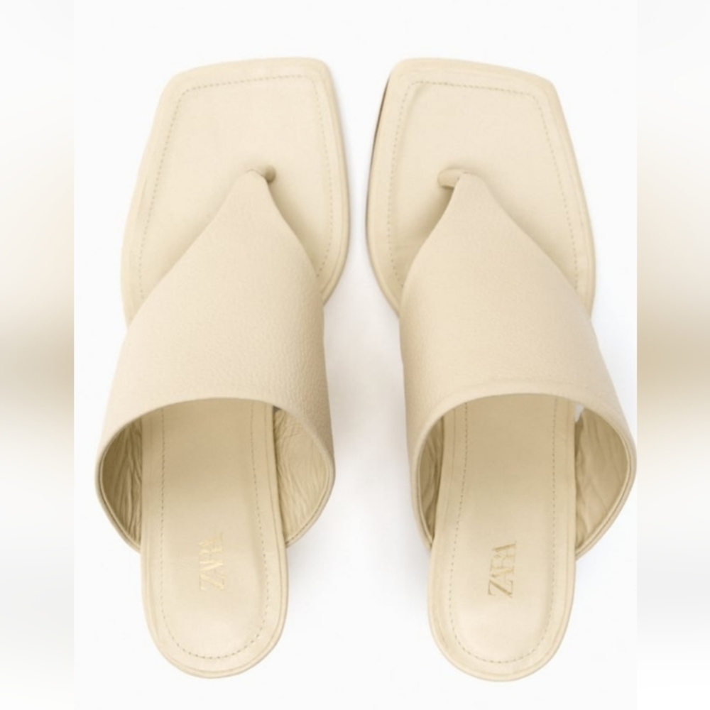 Zara Toe Post Heeled Leather Sandals